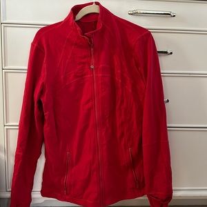 Red long-sleeved lululemon sports zip-up